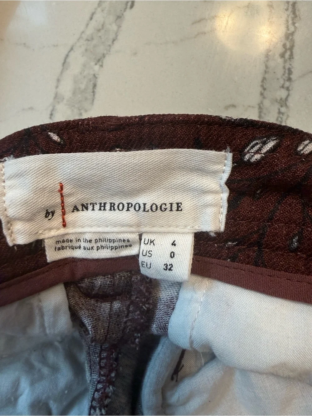 Anthropologie Low Rise Wide-Leg Floral Linen Blend Trouser Pants